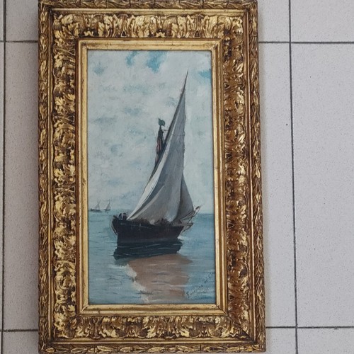 Dipinto olio marina barca a - a,