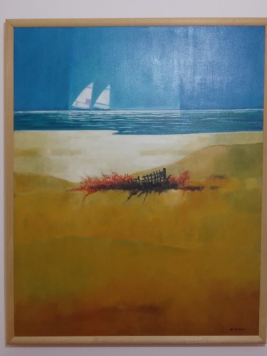 Dipinto olio scena marina - a,